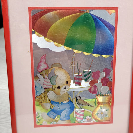 MHAN1 - Vintage 1980s Dufex Teddy Bear Metallic Foil Art Prints (sorry,no shipping)