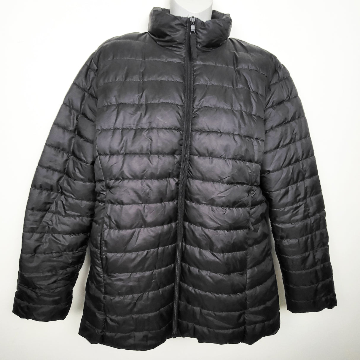 H and M black quilted "Before and After" Baby Wearing Puffer Jacket | Size LARGE