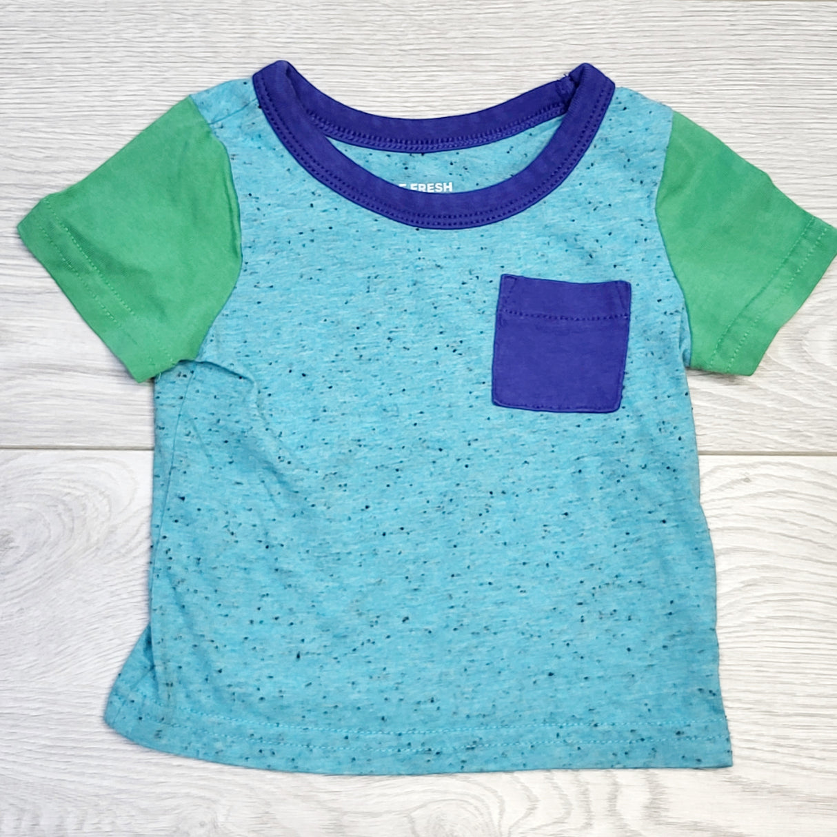 CHOL1 - Joe speckled blue and green t-shirt, size 3-6 months