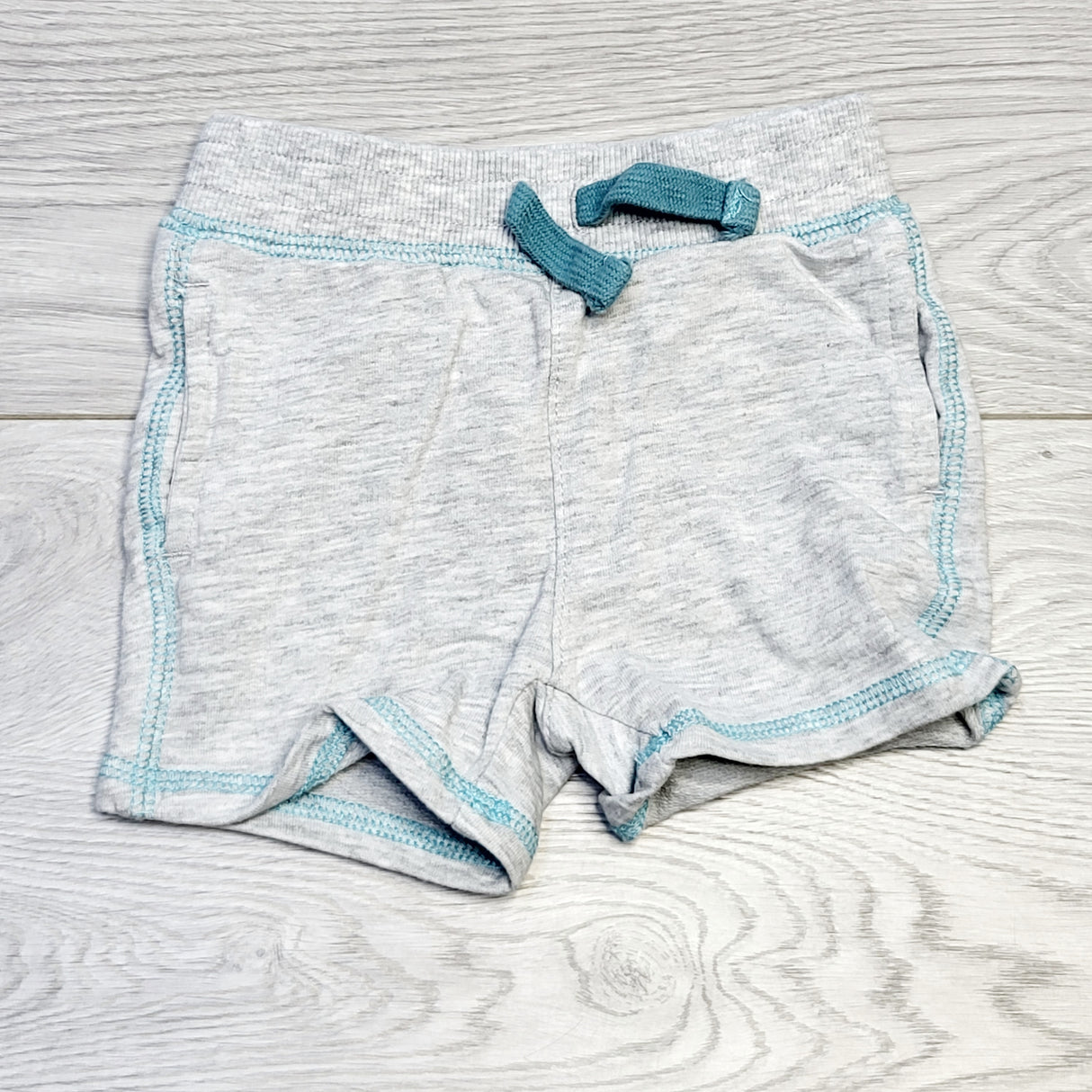 CHOL1 - George grey and teal cotton shorts, size 3-6 months