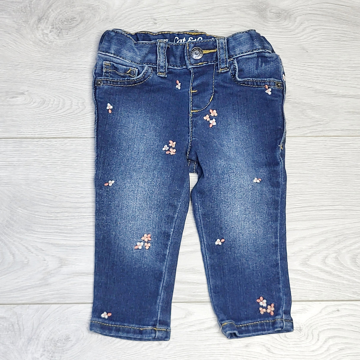 RAJ2 - Cat and Jack super stretch skinny jeans with flowers, size 12 months