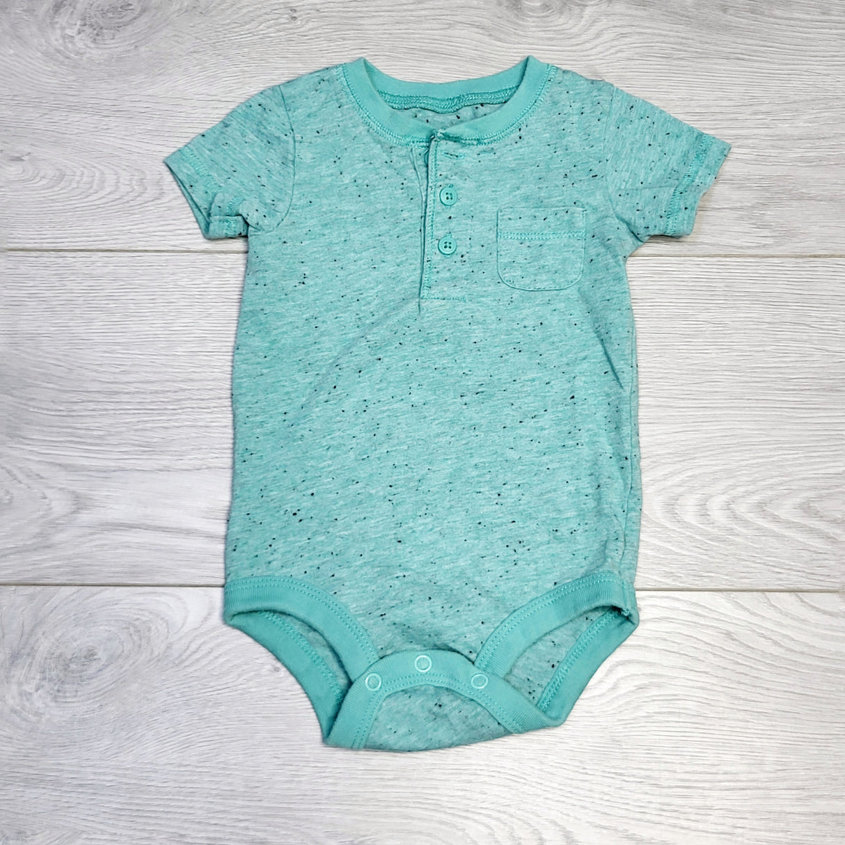 CHOL2 - George turquoise speckled onesie, 3-6 months