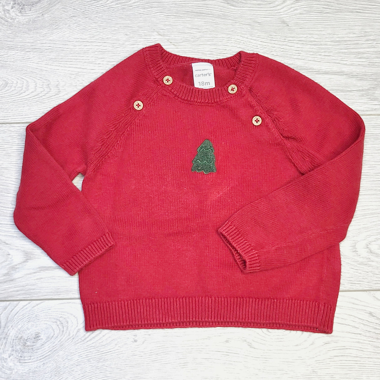 MIRE1 - Carters red sweater with Christmas tree, size 18 months