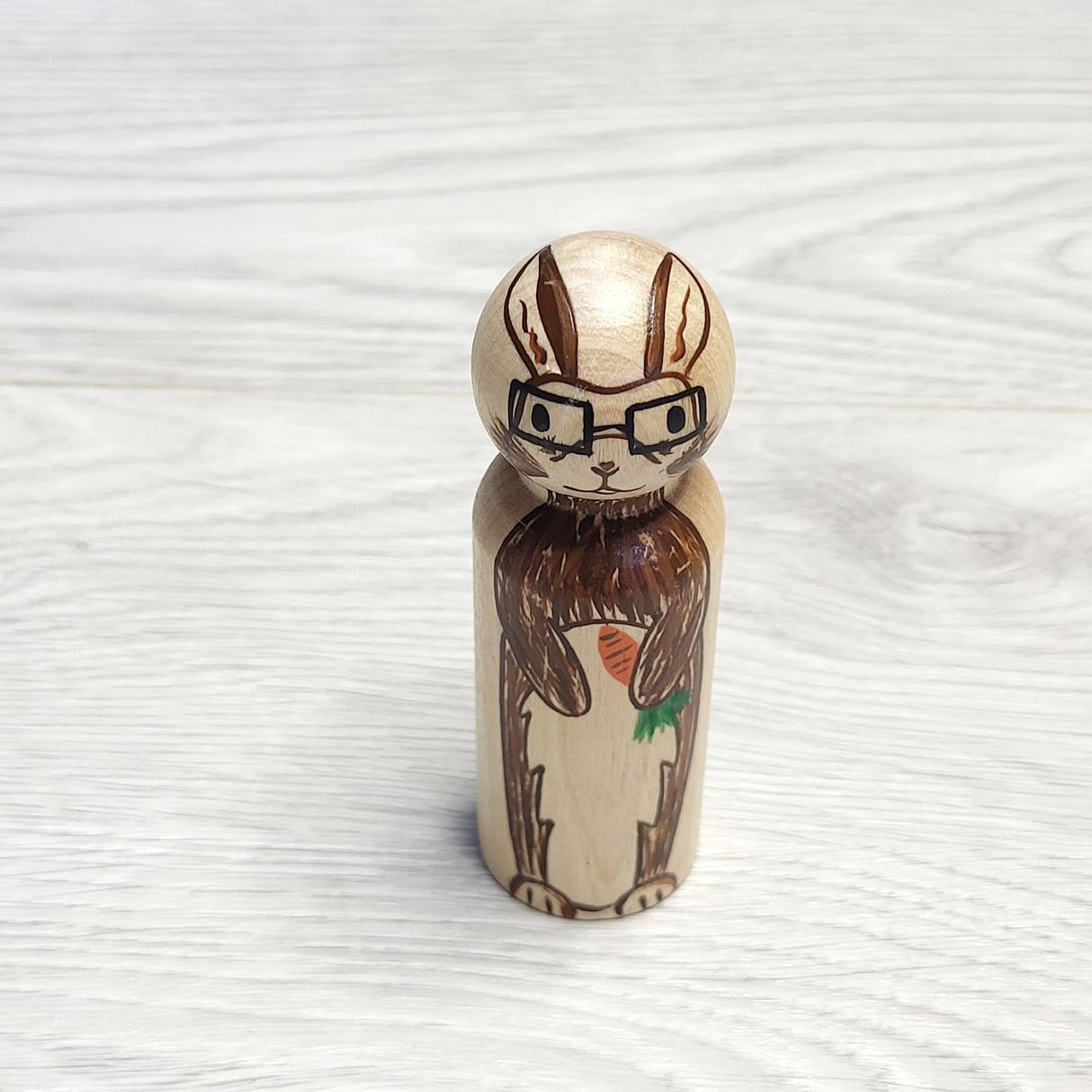 KTBL33 - Handmade wooden bunny peg doll
