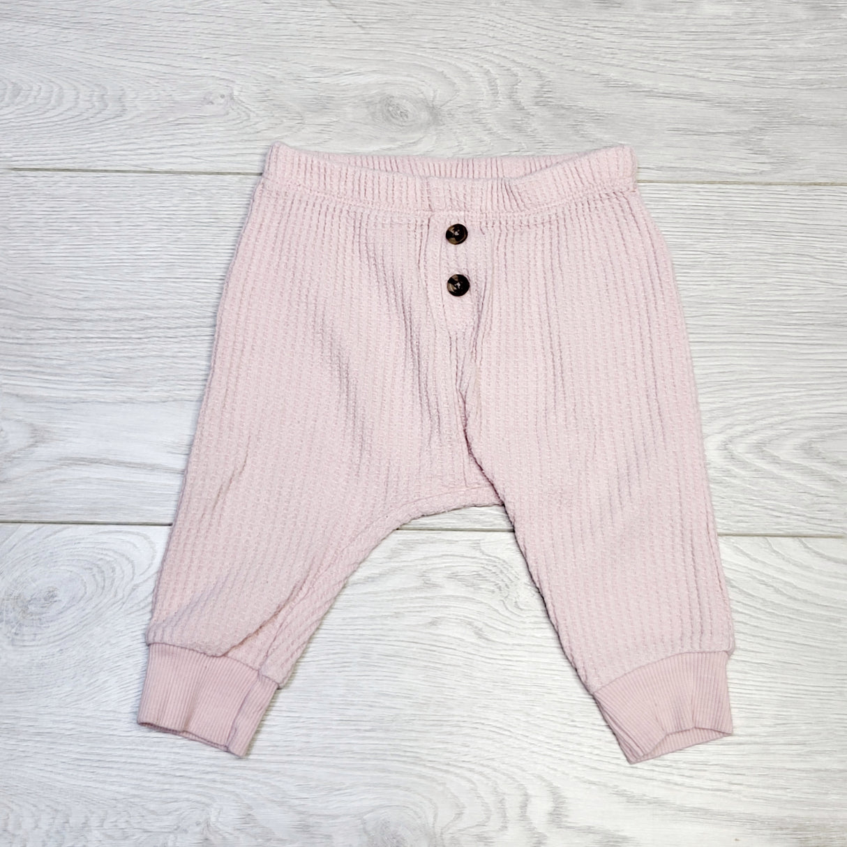 COWN1 - Old Navy pink waffle knit pants.  Size 3-6 months