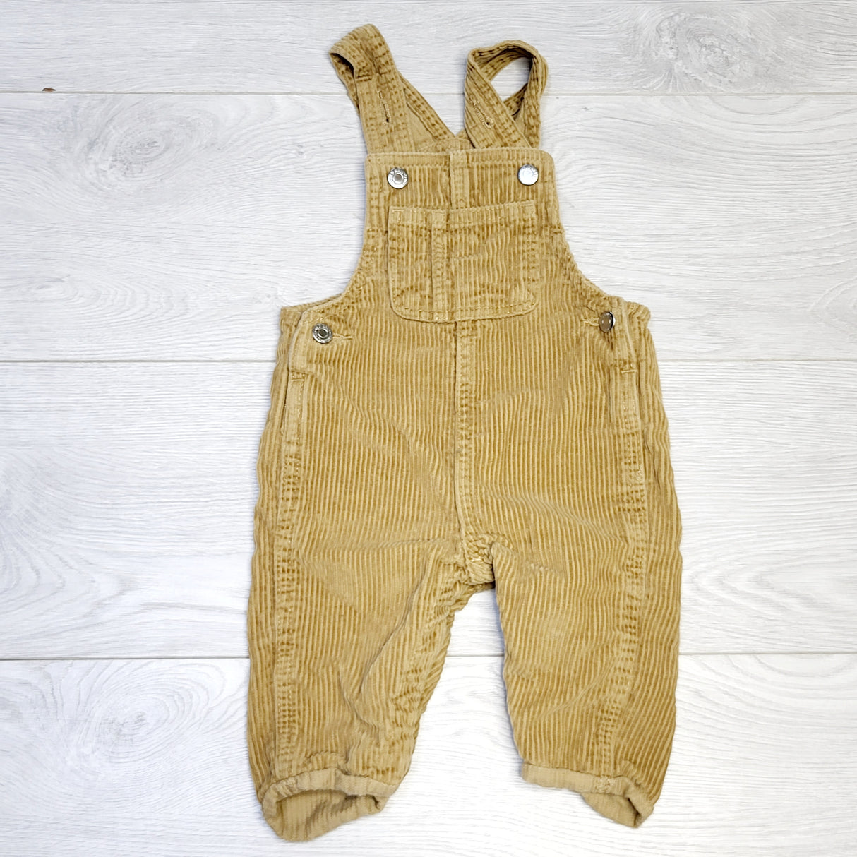 COWN1 - Old Navy tan corduroy overalls. Size 3-6 months