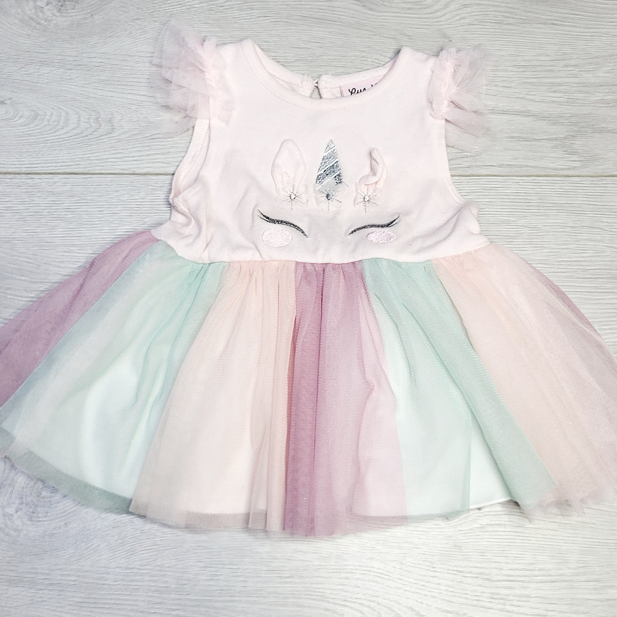 GDM1 - Little Lass Baby pink unicorn dress, size 24 months