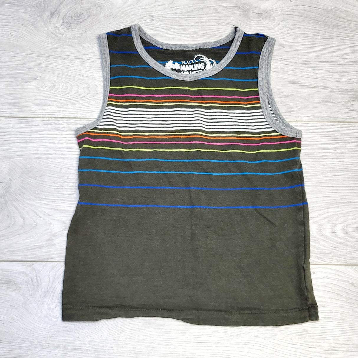 ANHA1 - Children's Place green striped tank top, size 3T