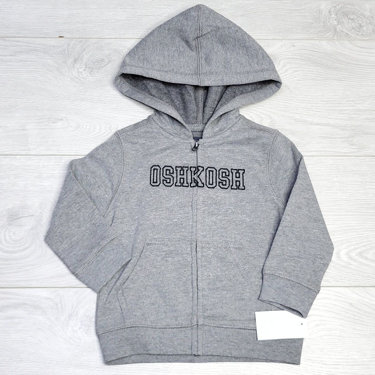 MSNDS11 - Oshkosh grey zippered cotton hoodie. Size 12 months