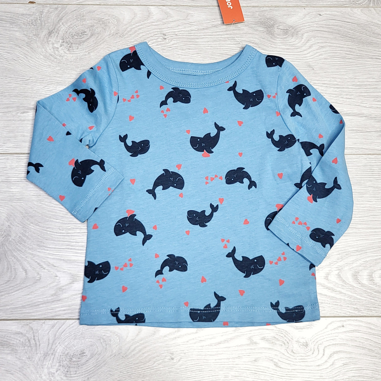 MSNDS11 - NEW - Joe blue long sleeved top with whales. Size 6-12 months