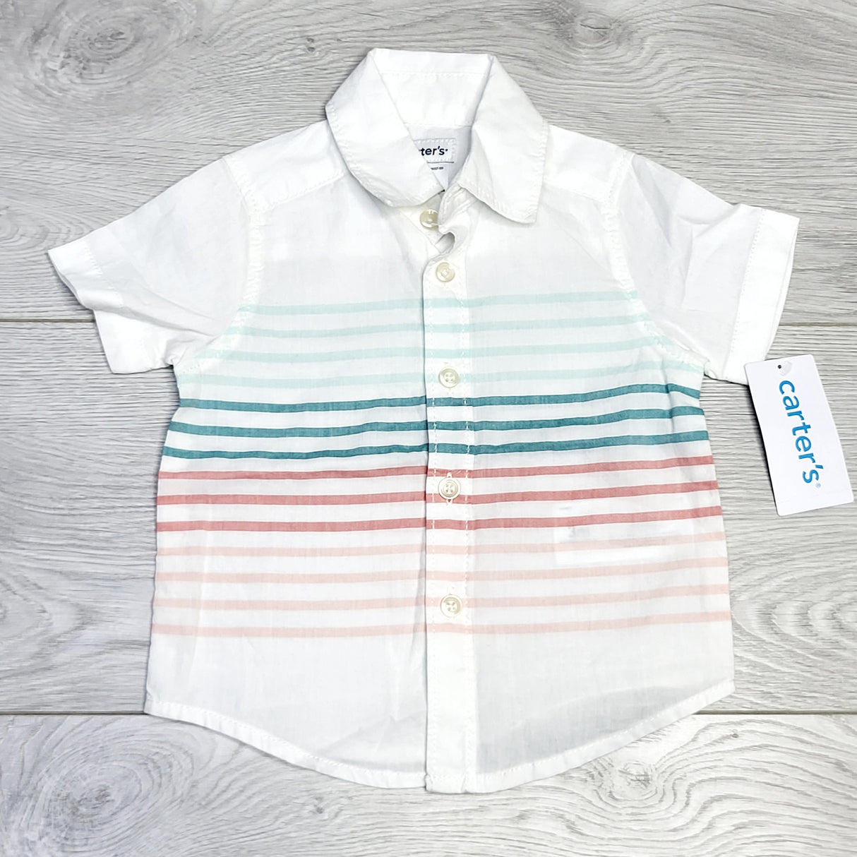 MSNDS11 - NEW - Carters white striped button down shirt. Size 3 months