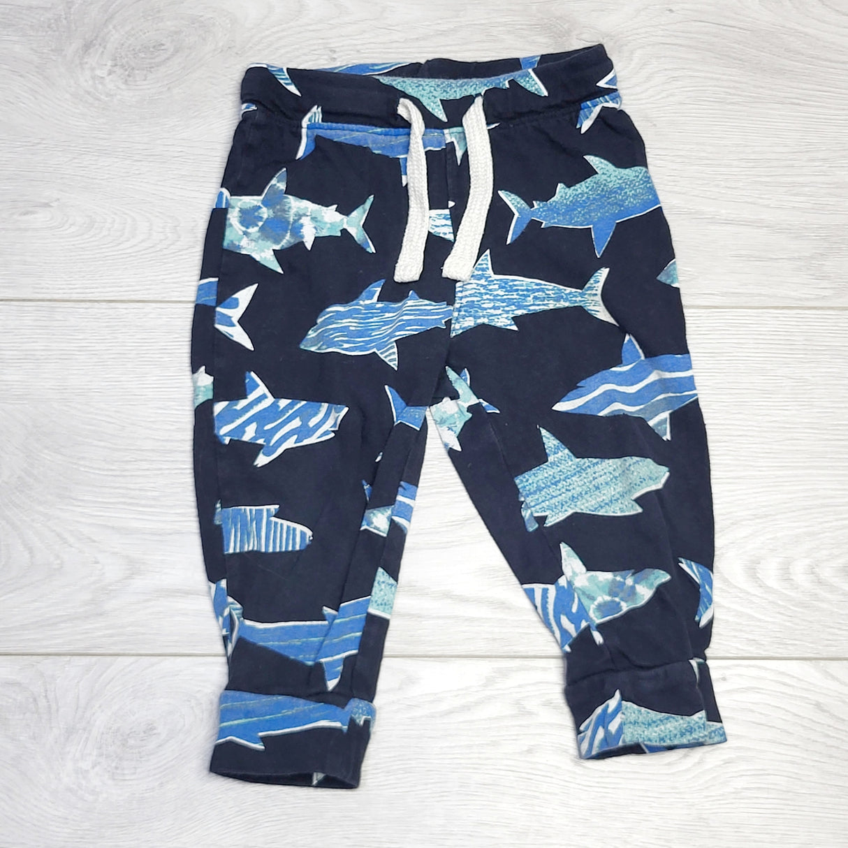 RZA2 - Old Navy navy cotton pants with sharks. Size 12-18 months