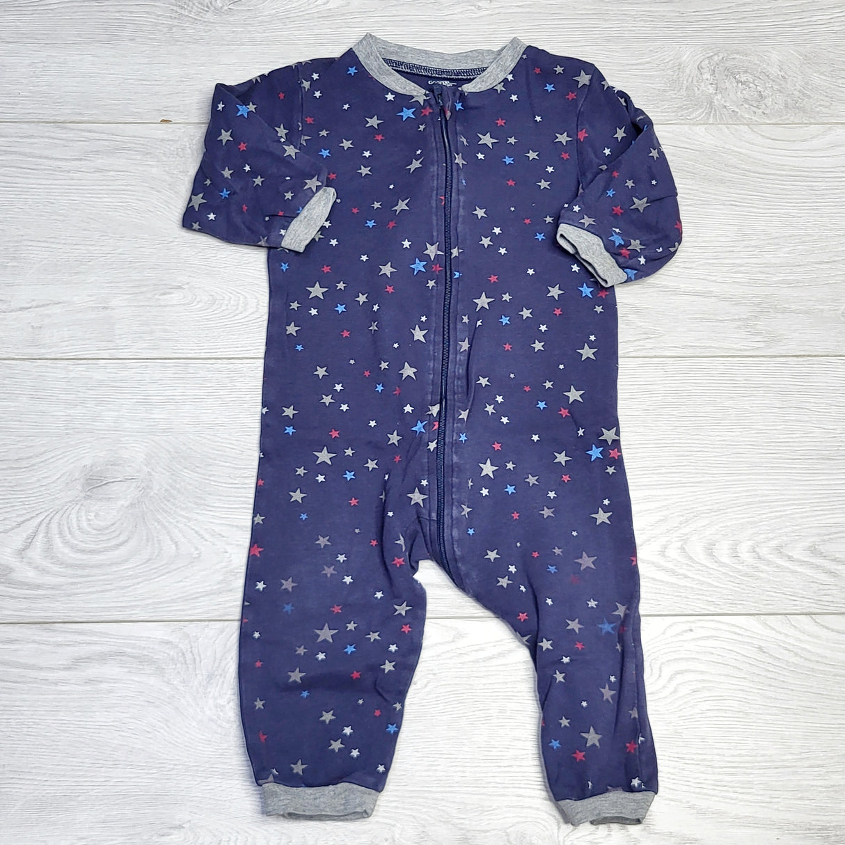 RZA2 - George zippered cotton sleeper with stars. Size 12-18 months