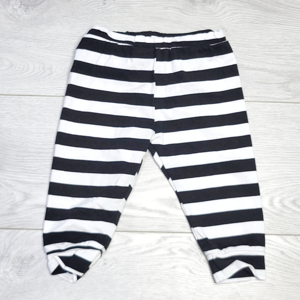 RZA2 - Black and white striped cotton pants. Size 12-18 months