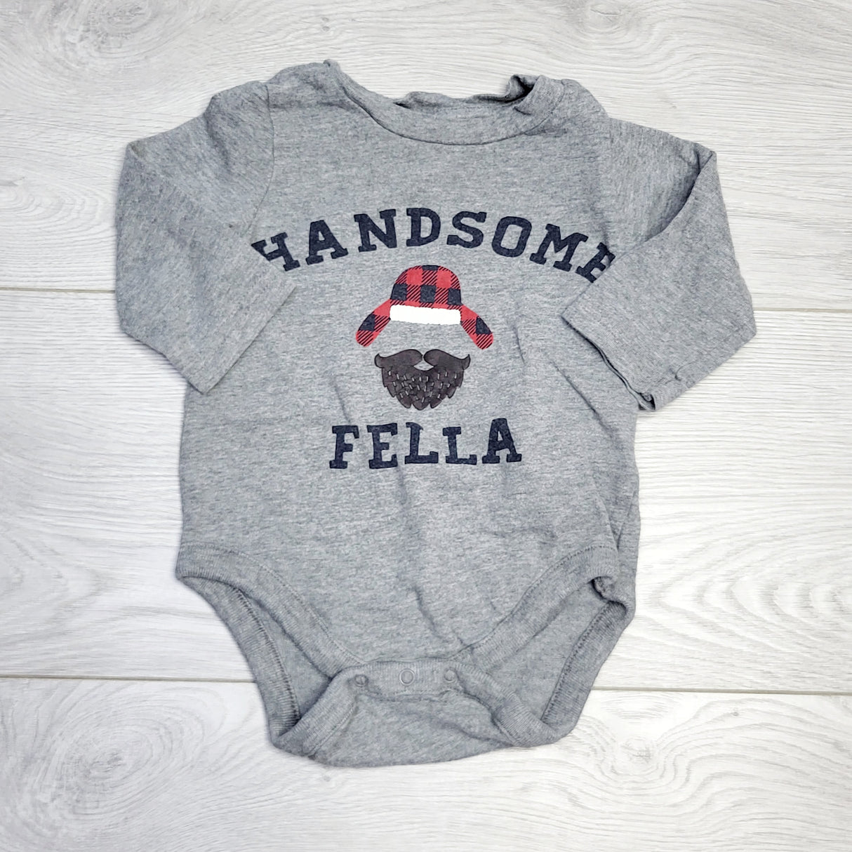 RZA2 - Gap grey "Handsome Fella" onesie. Size 3-6 months