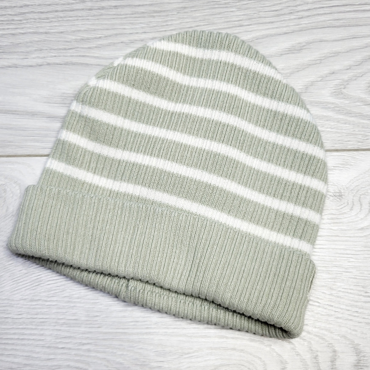 RZA2 - H and M green striped toque. Size 9-12 months