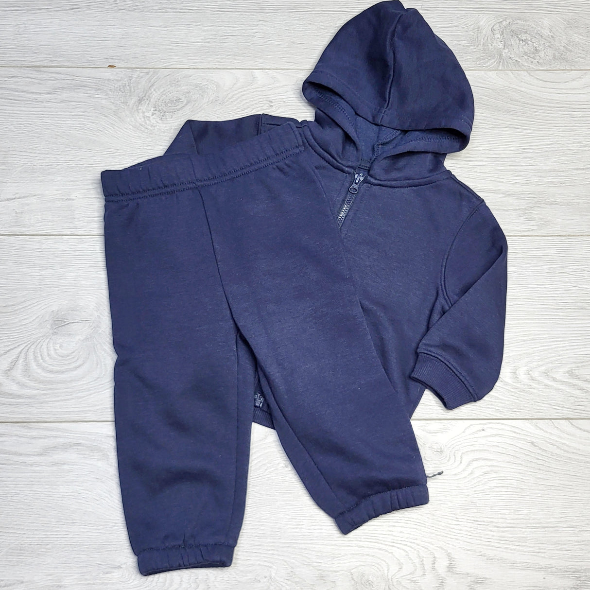 RZA21 - George navy 2pc fleecy lined hoodie set. Size 6-12 months