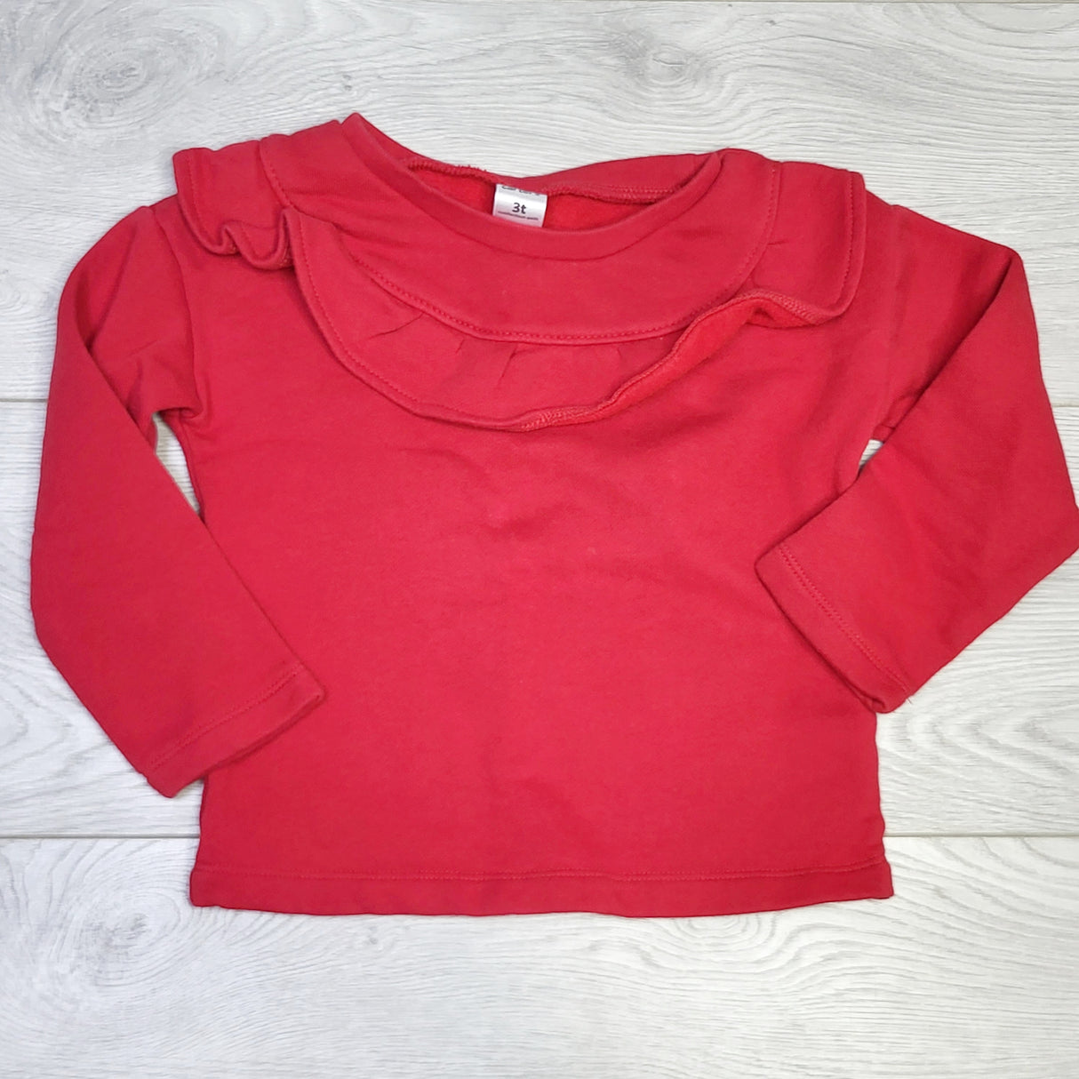 CRTH1 - Carters red sweatshirt with ruffle. Size 3T