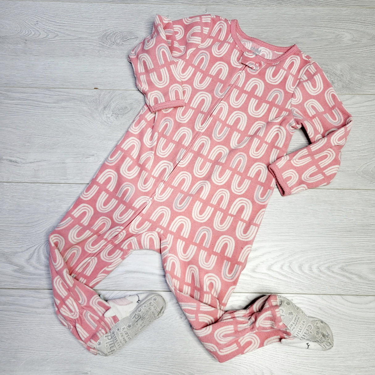 CRTH1 - Child of Mine pink zippered fleece rainbow sleeper. Size 2T