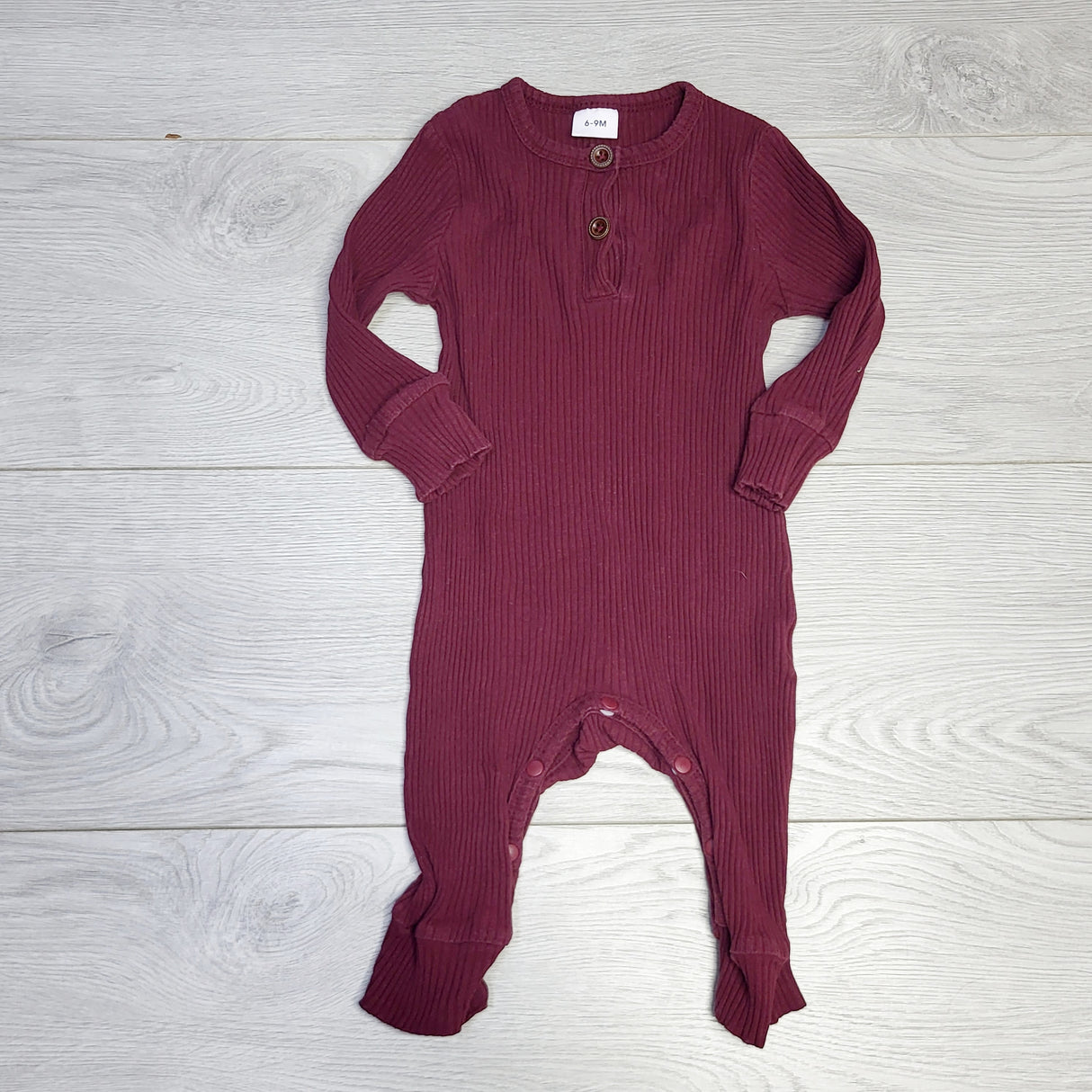 CRTH1 - Burgundy ribbed sleeper. Size 6-9 months