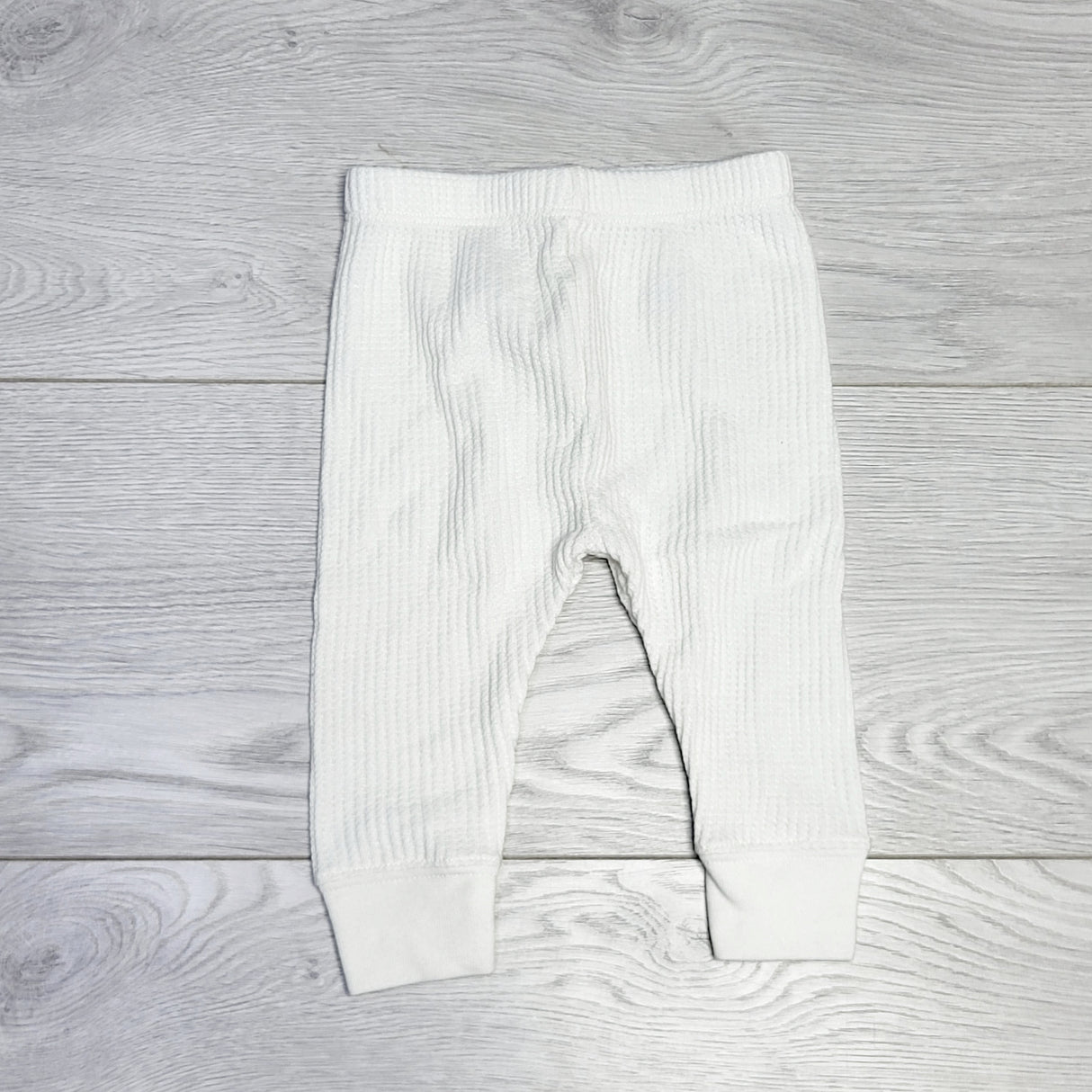 CRTH1 - Cloud Island white waffle knit pants. Size 0-3 months