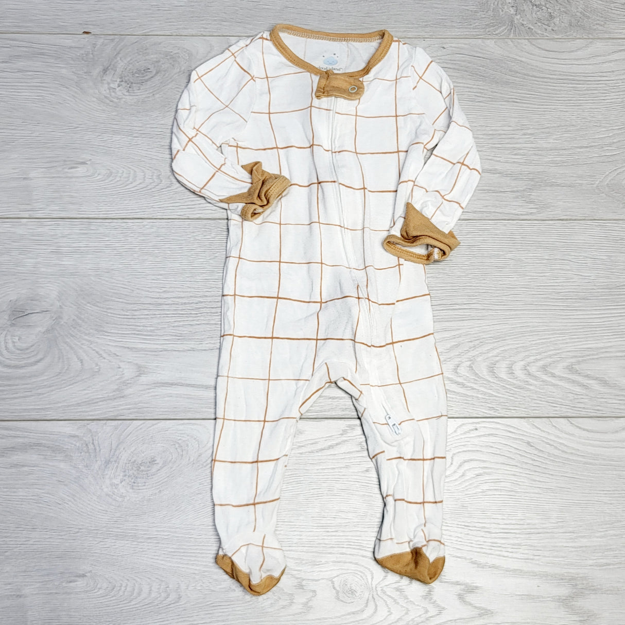 CRTH1 - Cloud B checked zippered rayon romper. Size 0-3 months
