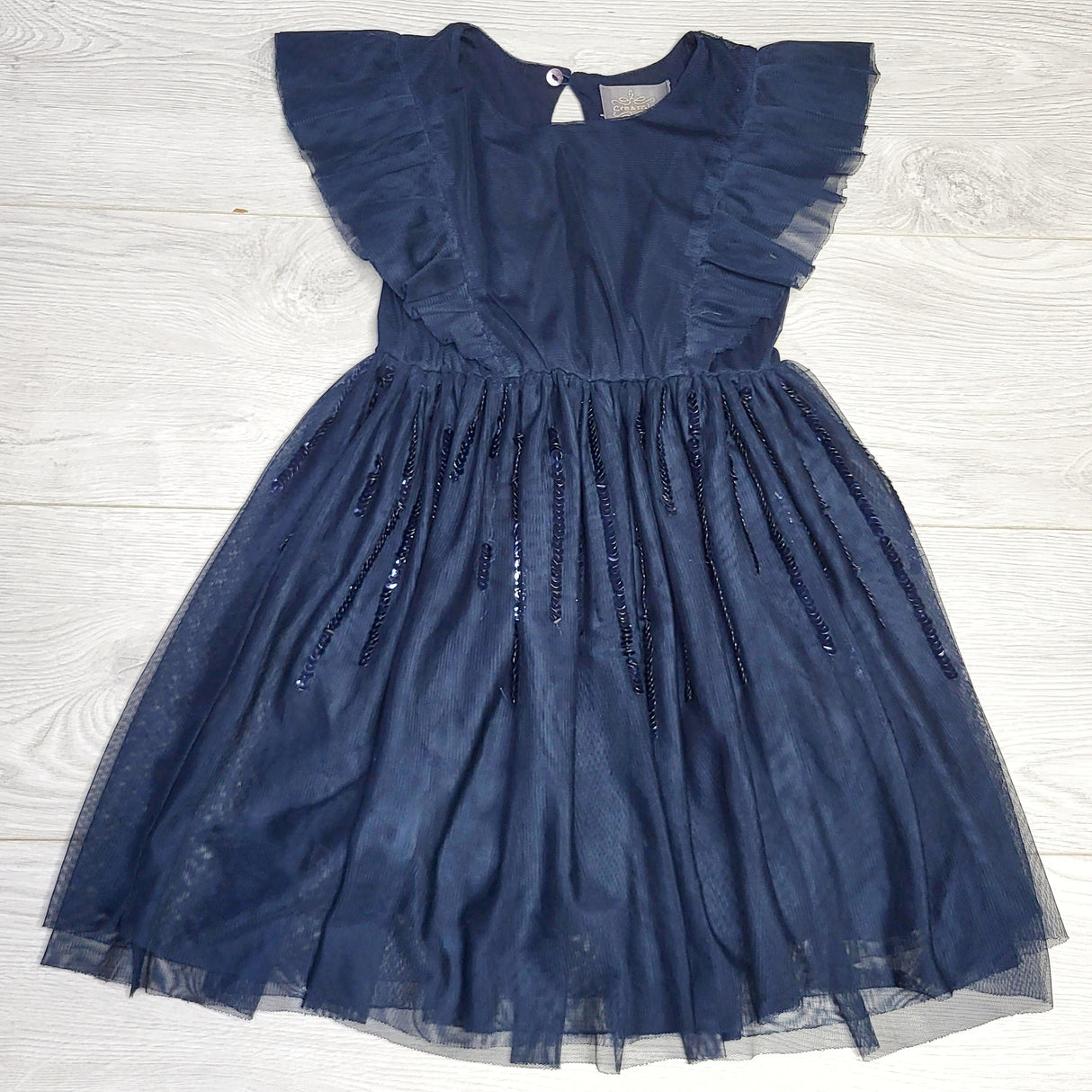 HWIL1 - Creamie navy "Total Eclipse" party dress. Approx size 5T
