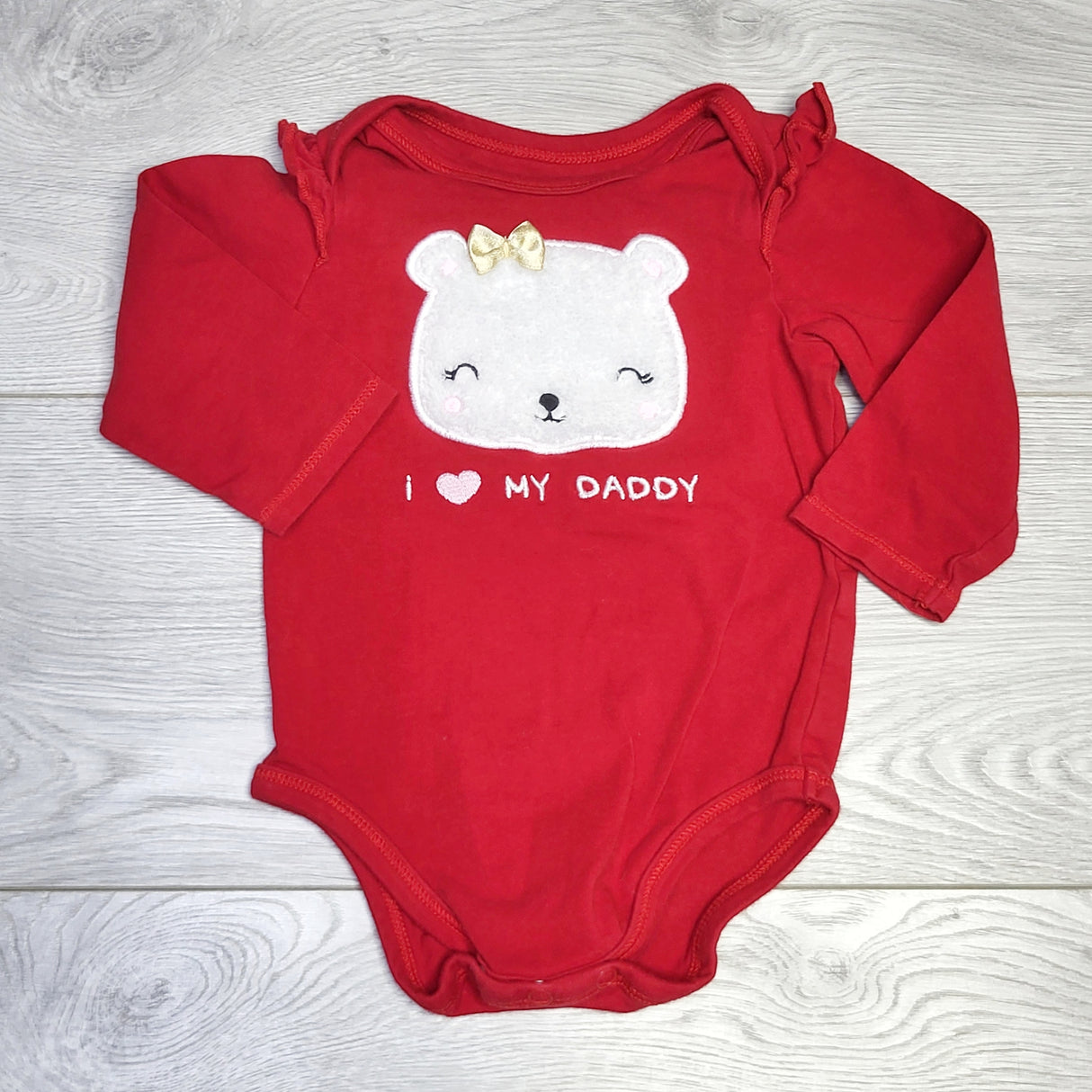 KJHN1 - First Impression red "I Love My Daddy" bodysuit. Size 3-6 months