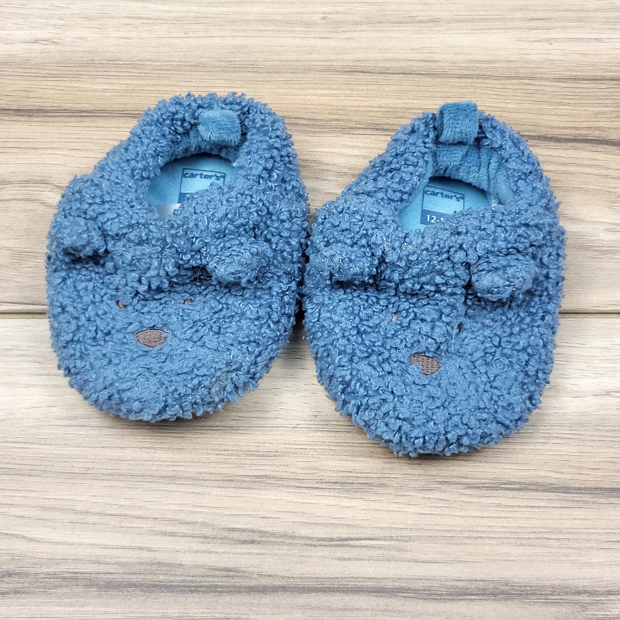 MCX1 - Carters blue bear slippers. Size 12-18 months