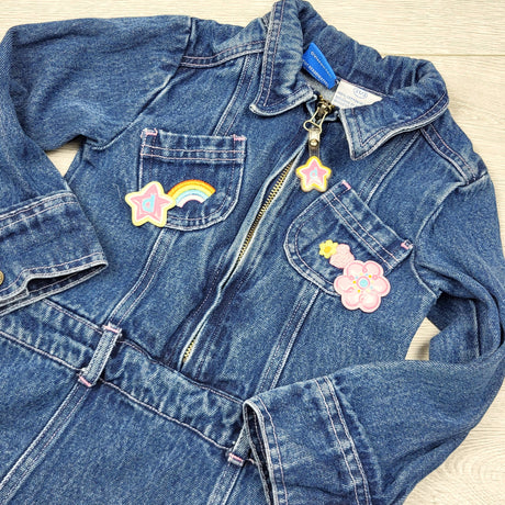 DMKY3 - Nick Jr. Y2K denim Dora the Explorer zip up dress. Size 3T