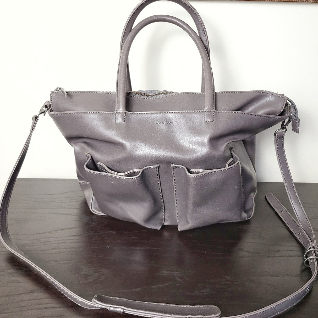 AKUR1 - Matt and Nat grey vegan leather diaper bag