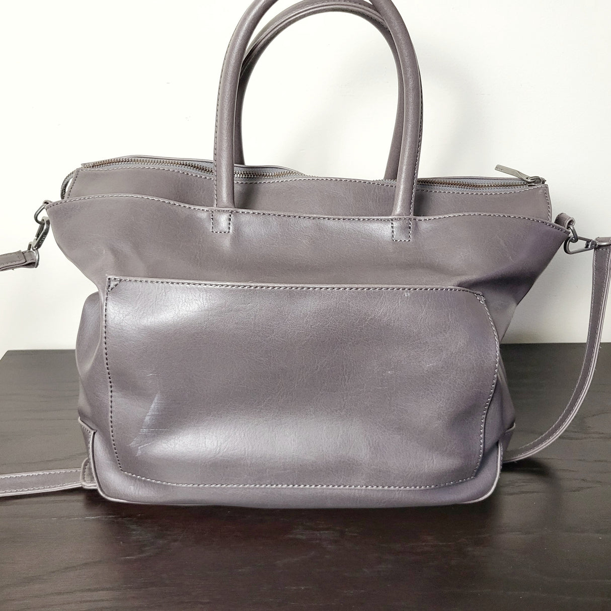 AKUR1 - Matt and Nat grey vegan leather diaper bag