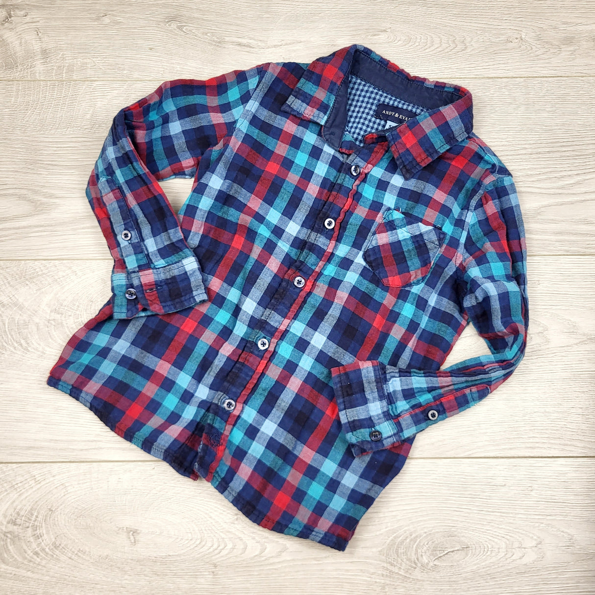 RAJ1 - Andy and Evan plaid button down shirt. Size 5T