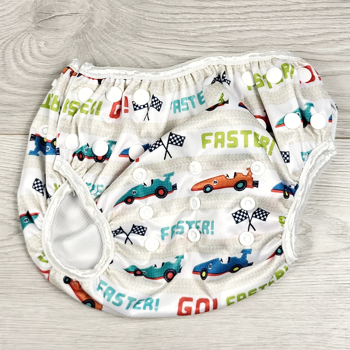 GBAR1 - Teamoy swim diaper / diaper cover with race cars