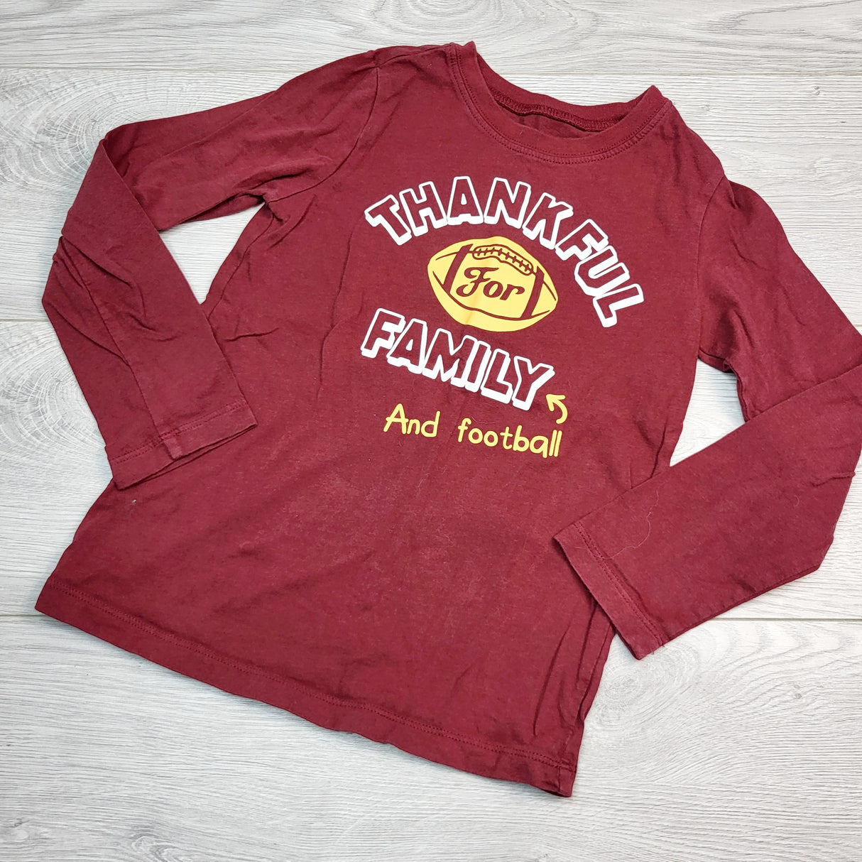 RGRN3 - Carters burgundy "Thankful for Family" long sleeved top. Size 6