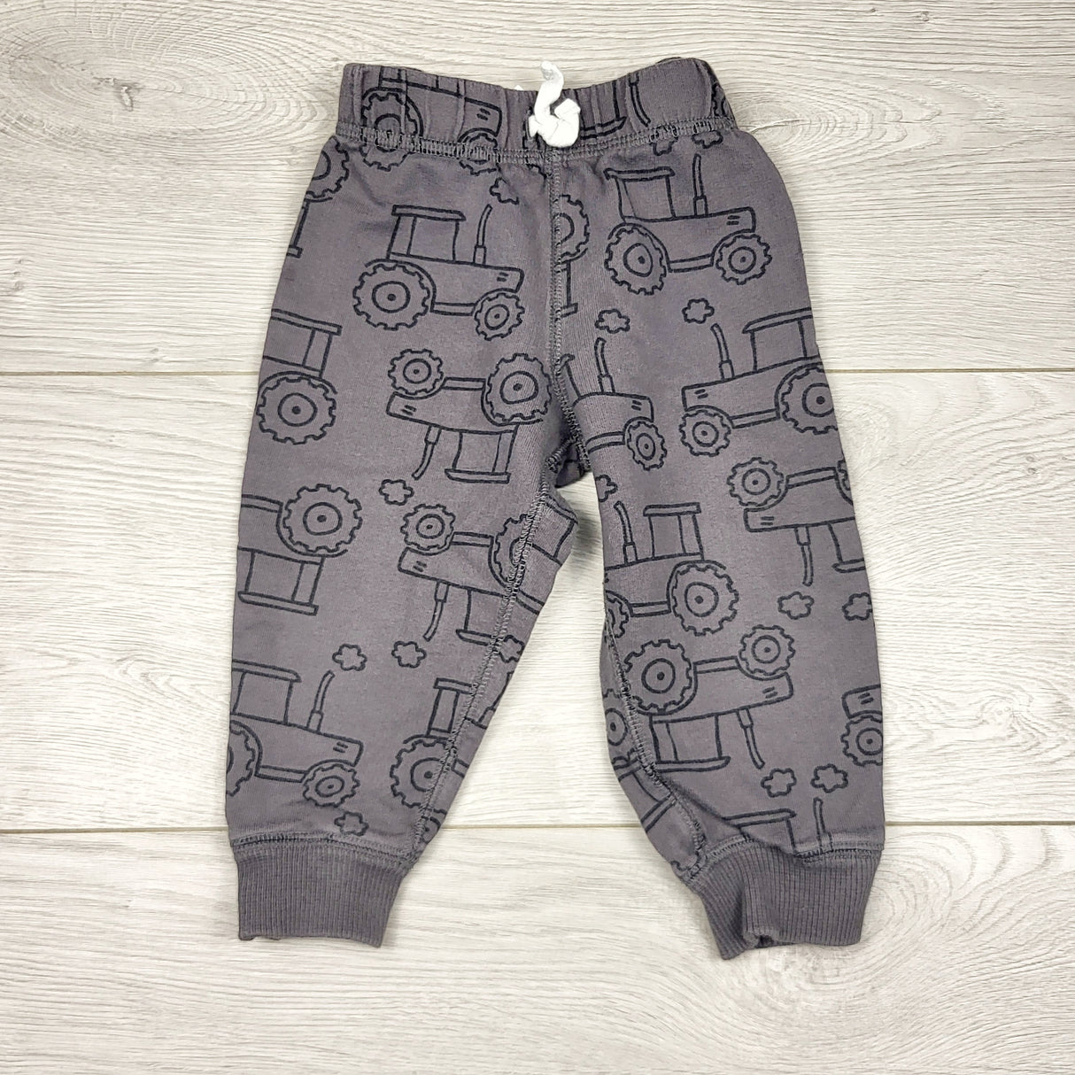 MRSH1 - Carters grey cotton pants with tractors. Size 12 months