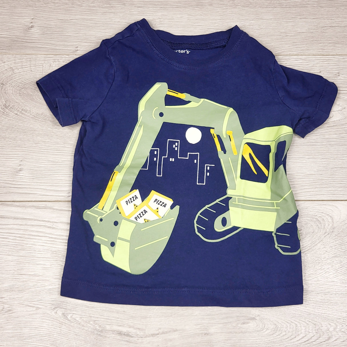 MRSH1 - Carters blue t-shirt with digger. Size 12 months