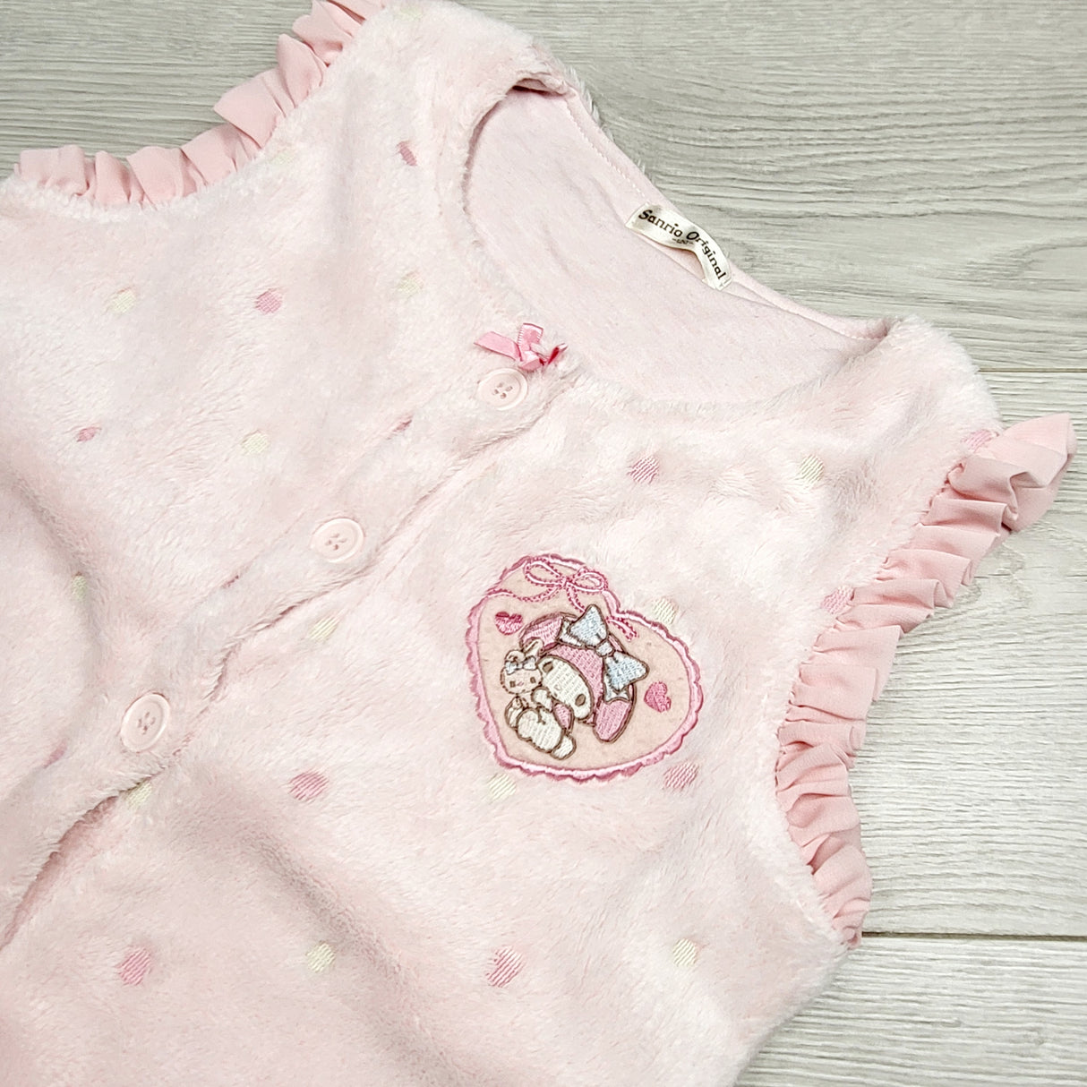 LBYL2 - Sanrio pink minky polka dot vest. Size 5T