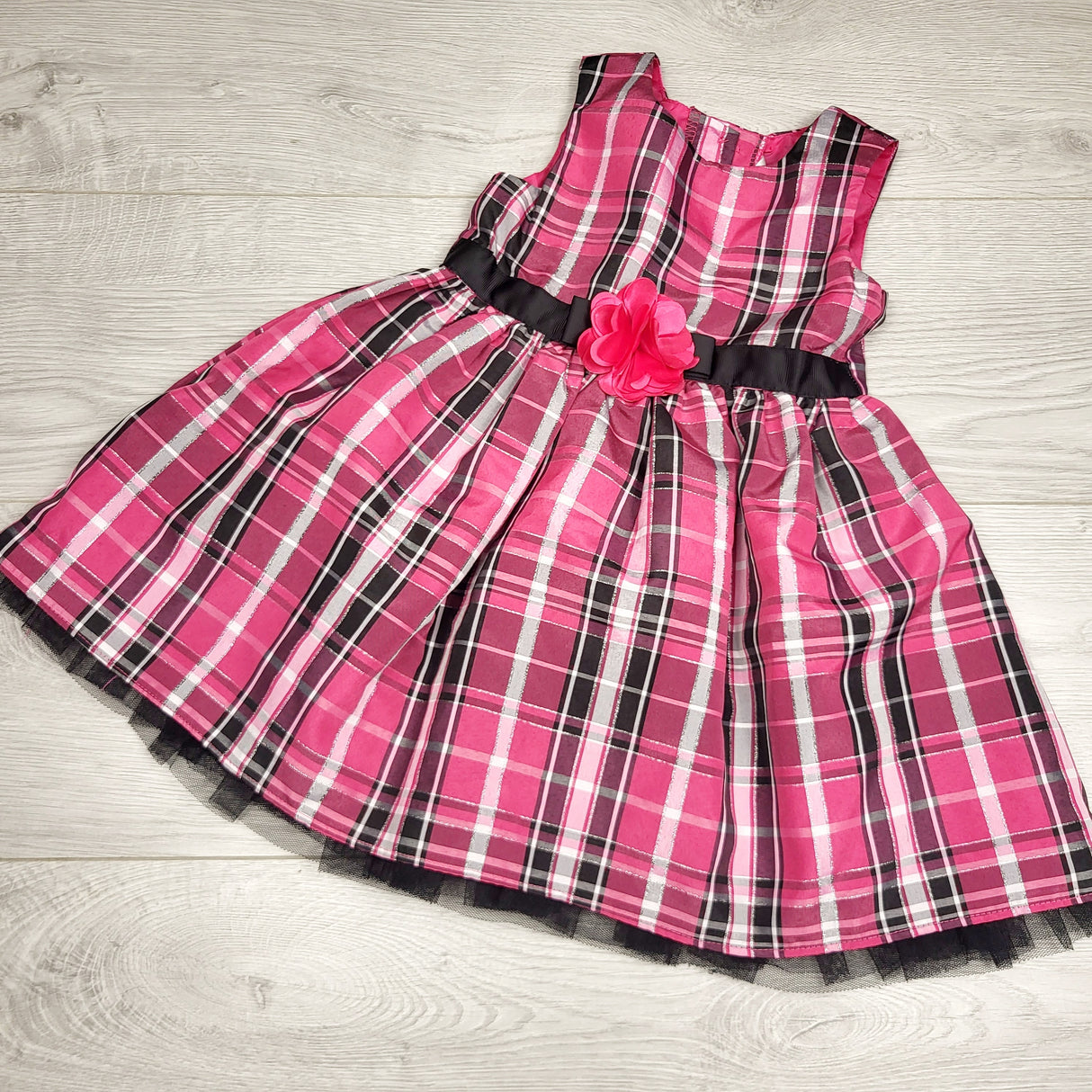 LBYL2 - George pink plaid special occasion dress with sparkle threading. Size 2T