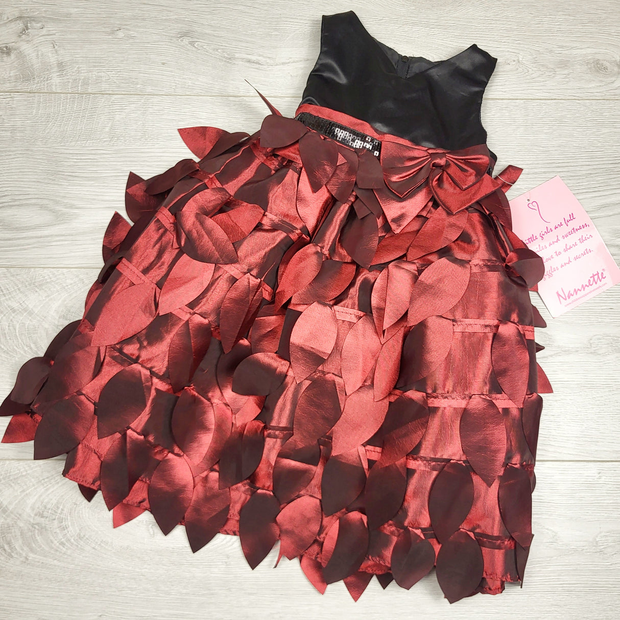 LBYL2 - NEW - Nannette black and red flutter style special occasion dress. Size 2T