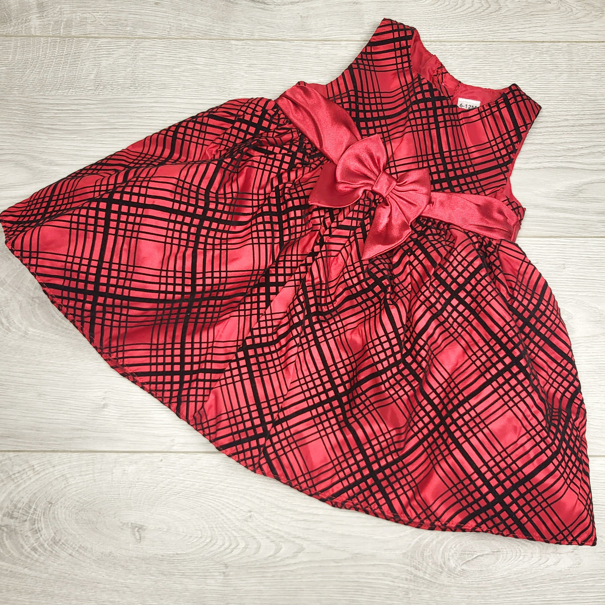 LBYL2 - George red and black plaid special occasion dress. Size 6-12 months