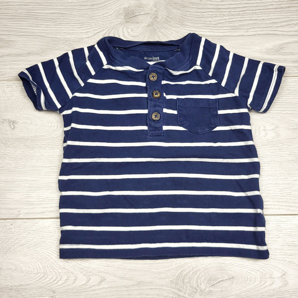 RBEN2 - Simple Joys navy striped t-shirt. Size 18 months