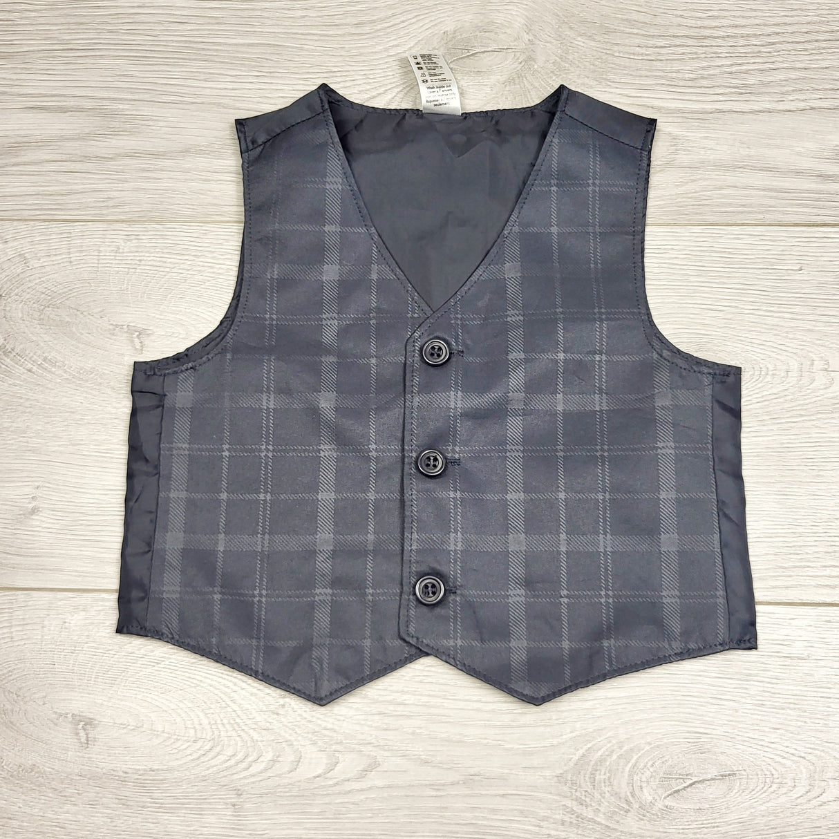 RBEN2 - George grey plaid vest. Size 6-12 months