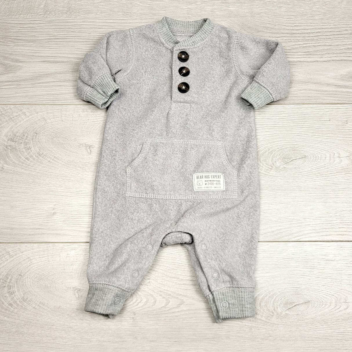 RBEN2 - Carters grey fleece romper. Newborn size