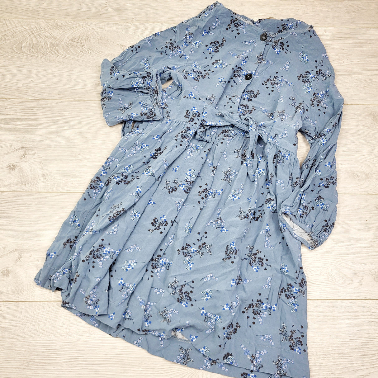 MHL1 - Zara blue floral print rayon dress. Size 10