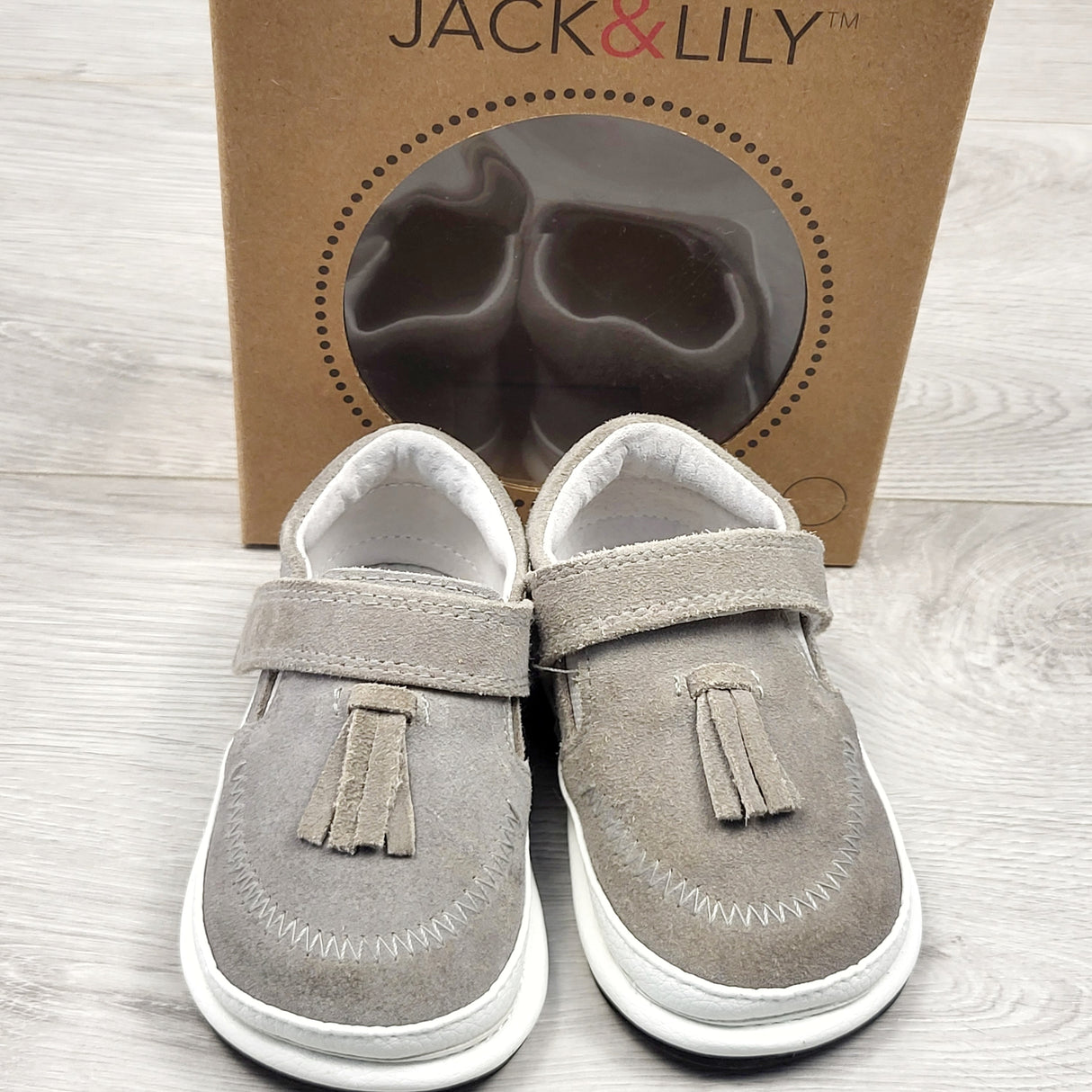 MIRE1 - Jack and Lily grey suede "My Flexx" shoes. Size 12-18 months