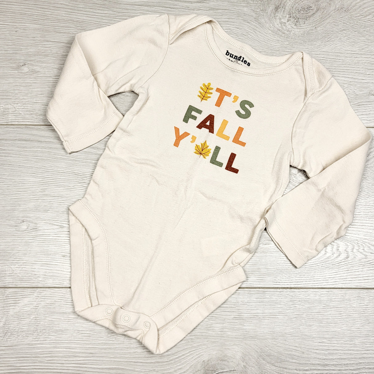 KWTT2 - Bundles beige "It's Fall Y'all" long sleeved bodysuit. Size 9-12 months