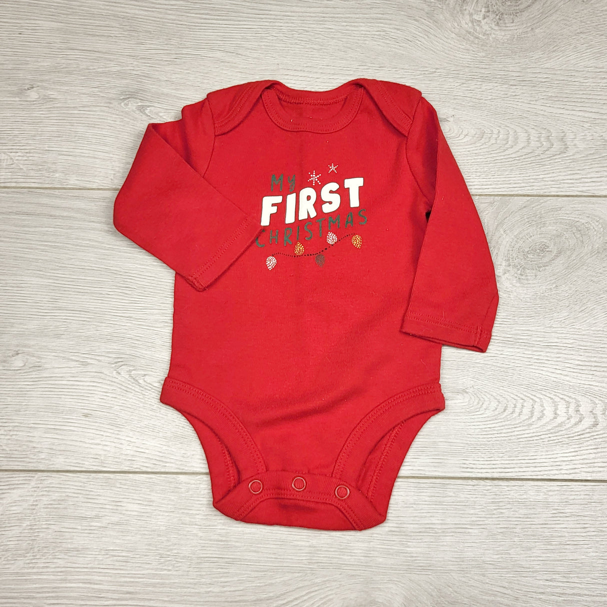 KWTT2 - Carters red "My First Christmas" bodysuit. Newborn size