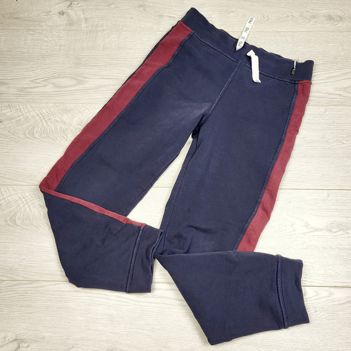 MHL2 - Peekaboo Beans navy and burgundy sweatpants. Size 10