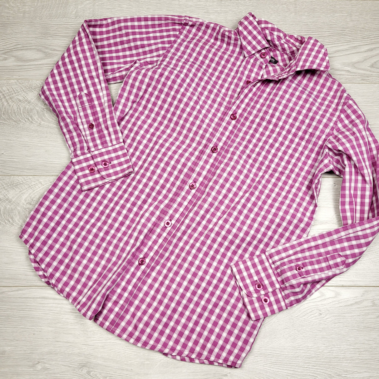 MHL2 - Newberry pink checked button down shirt. Size 12